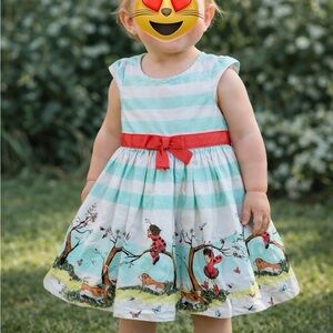 Striped Aqua and Red Kids Costume Dress